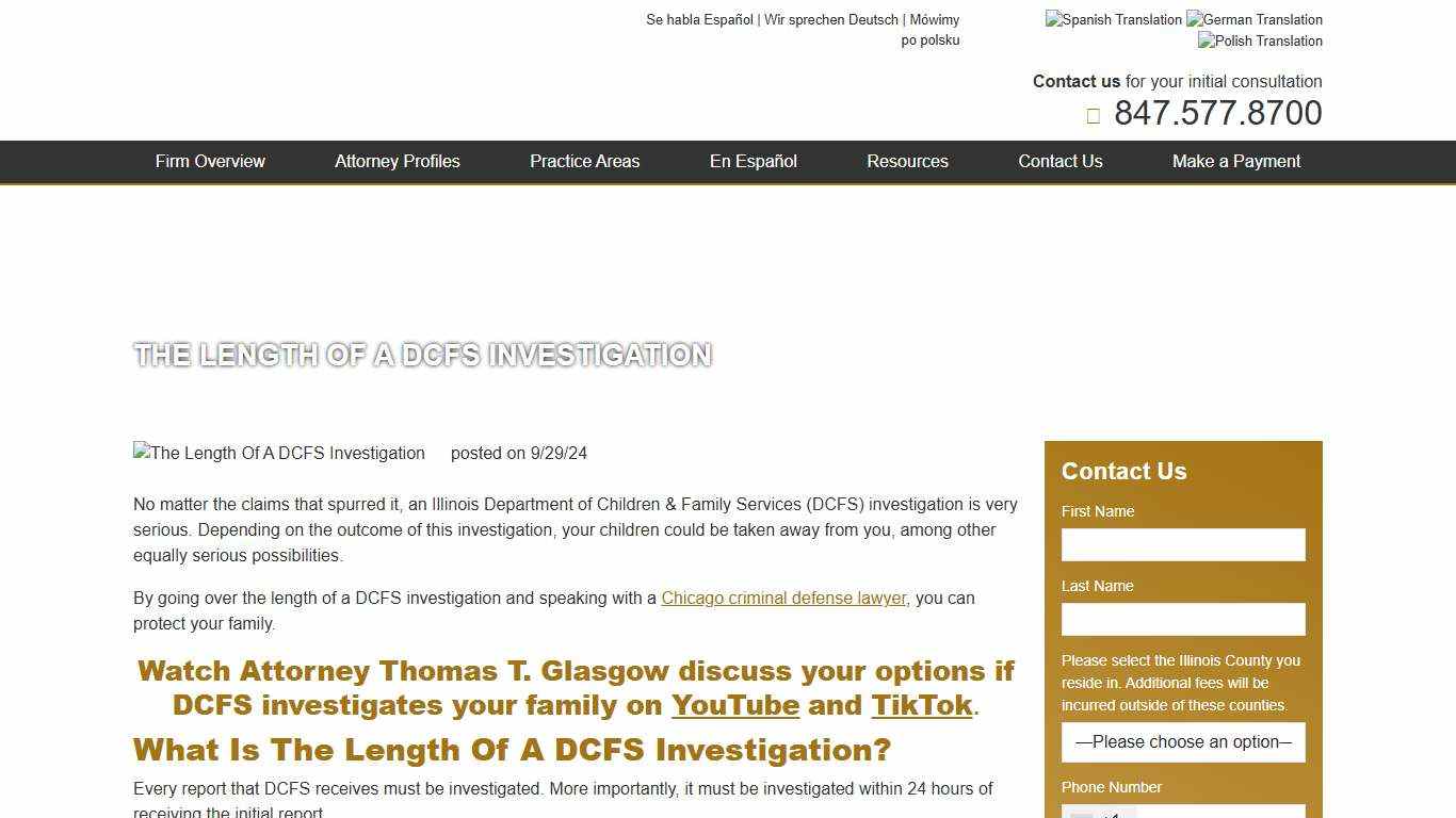 The Length Of A DCFS Investigation - The law office of Glasgow & Olsson